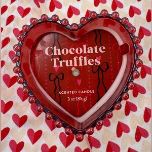 ❤️Glass Heart Candle ❤️ Chocolate Truffles Bullseye's Playground ❤️3 Oz Yum! NWT